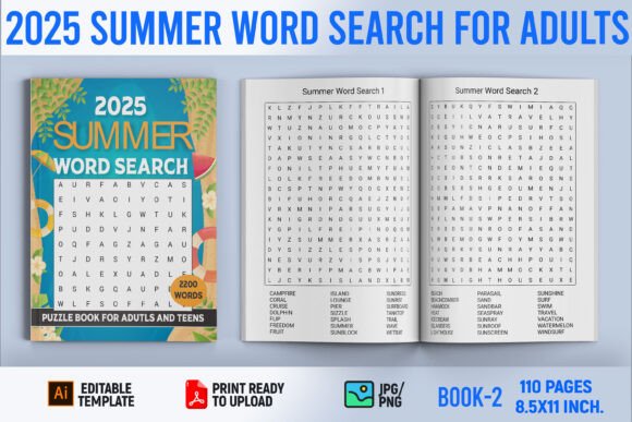 2025 Summer Word Search Book for Adults