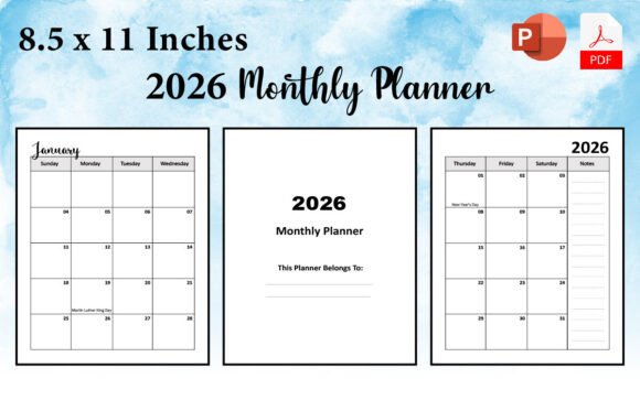 2026 Monthly Planner Large Size: Your 2026 Productivity Tool