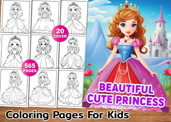 Beautiful Cute Princess Coloring Book