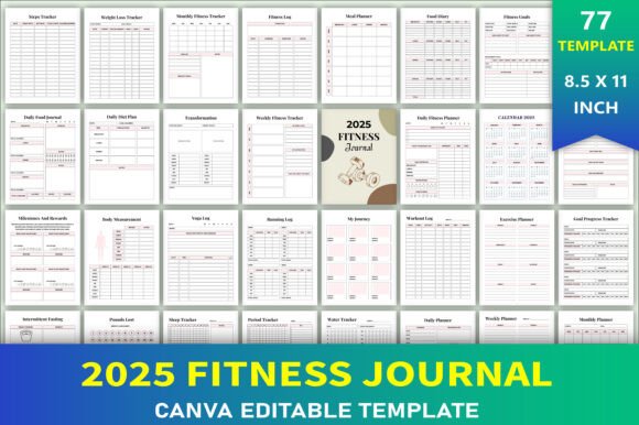 Editable 2025 Fitness Journal