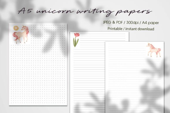 Unicorn Summer Writing Papers A4